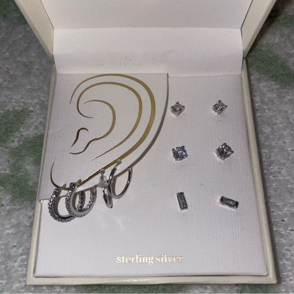 Isabella M. Sterling silver hoop and stud earring set - Picture 3 of 7